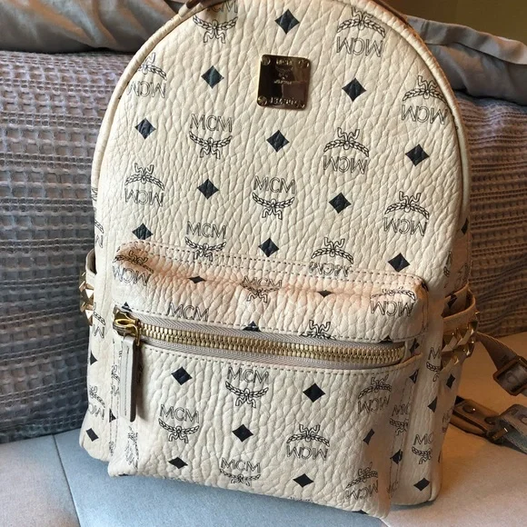 MCM Cream Backpack MCM Stark Classic Visetos Canvas Backpack Beige main image 4